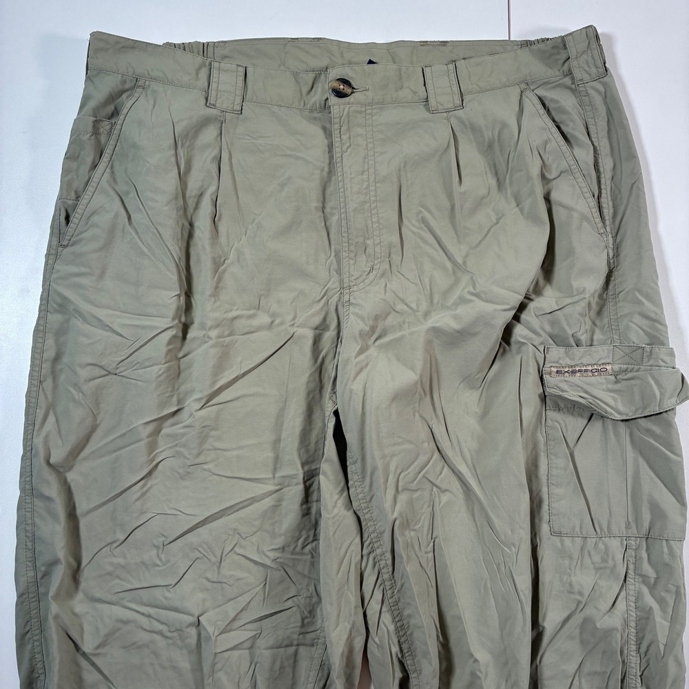 ExOfficio Cargo Pants 37x29 Beige Nylon Pleated Hiking Outdoor Travel (Tag 38)